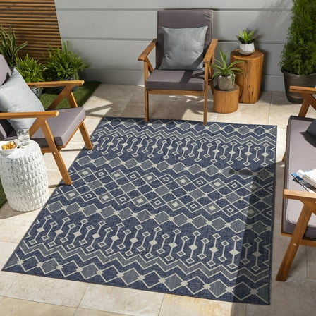 Sunshine Gc_Har2019 Blue 7 Ft. 10 In. X 10 Ft. 3 In. Indoor/Outdoor Area Rug,Blue Polypropylene Household Supplies Décor Rugs