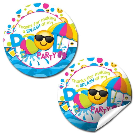 Sunshine Girl Pool Party Birthday Party Stickers 40 Pack  2" Round Circle Labels  Party Favors, Goodie Bag Labels, Envelope Seals, Cupcake Toppers & Thank You Stickers by Amanda Creation