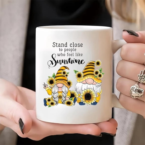 Sunshine Gnome Cartoon Ceramic Coffee Mug Insulated Reusable Multipurpose 11oz Mug Hot and Cold Beverages Dishwasher and Microwave Ideal Friends Famil
