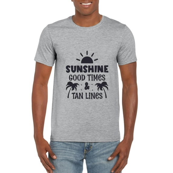 Sunshine Good Times Tan Lines Summer Vacation Beach Fun T-Shirt, for men & women, up to size 5XL