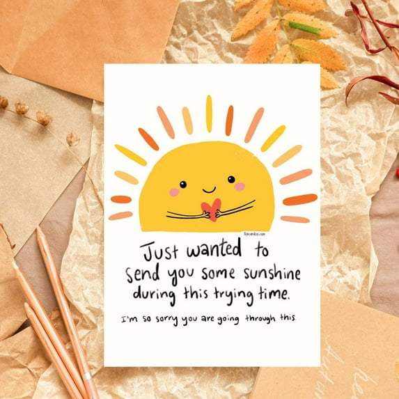 Sunshine Greeting Card – Cheerful “Just Wanted to Send You Some Sunshine” Design – Perfect for Encouragement, Sympathy, or Get Well Soon Messages