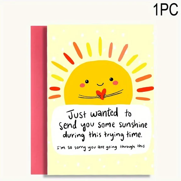 Sunshine Greeting Card Cheerful "Sending You Sunshine" Design Perfect for Support, Encouragement, or Thinking of You Includes Envelope, Blank Inside for Personal Messages