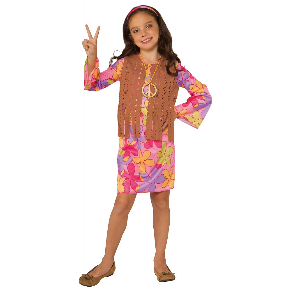 Rubie's Sunshine Hippie Child Costume - Dress With Vest & Headband, Size Large