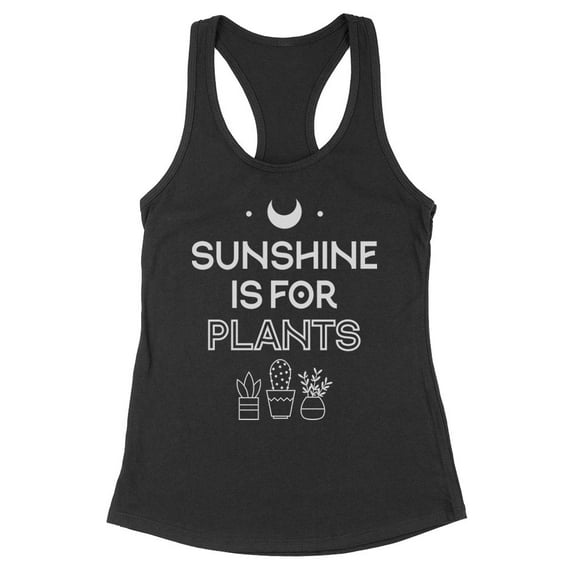 Sunshine Is for Plants Tank Top Fitted Racerback Women's Medium Black