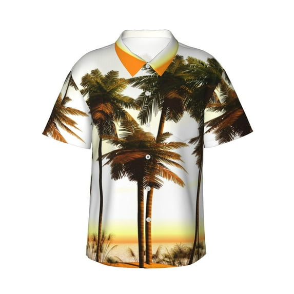 Sunshine Island Men's 3d Print Casual Button Down Shirts, Novelty Hawaiian Short Sleeves M