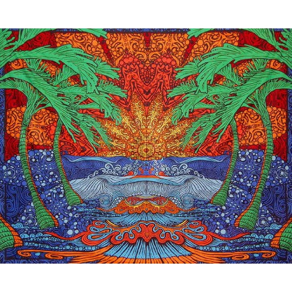Sunshine Joy 3D Epic Surf Wave Tapestry Huge Beach Sheet Hanging Wall Art - Amazing 3-D Effects