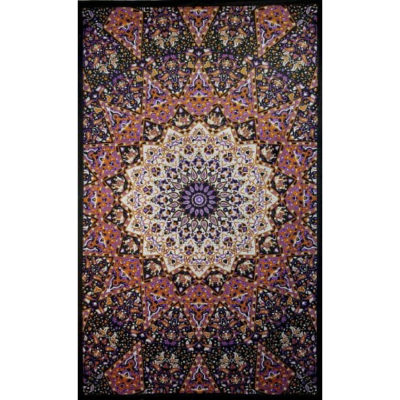 Sunshine Joy Glow In The Dark India Star Mandala Tapestry