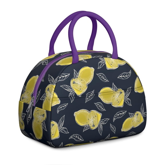 Sunshine Lemon Lunch Box - Cheerful Citrus Slice Pattern, Leakproof Insulated Cooler for Beach Picnics (I Love Lemons Theme)