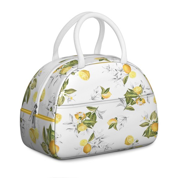 Sunshine Lemon Lunch Box - Cheerful Citrus Slice Pattern, Leakproof Insulated Cooler for Beach Picnics (I Love Lemons Theme)