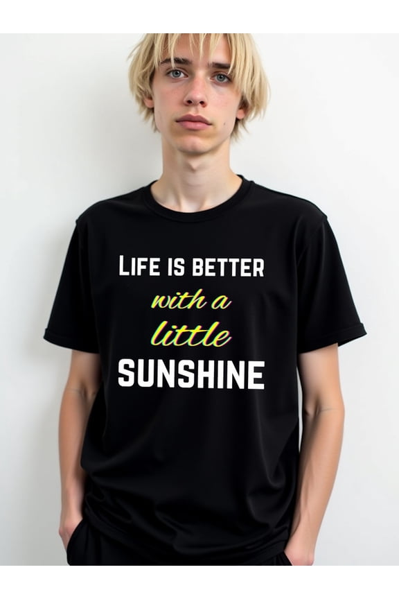 Sunshine Life Motivational Tee men's t-shirts black gifts short Spring and summer clothing Hip-hop street style Casual Unisex Shirt Graphic tshirts