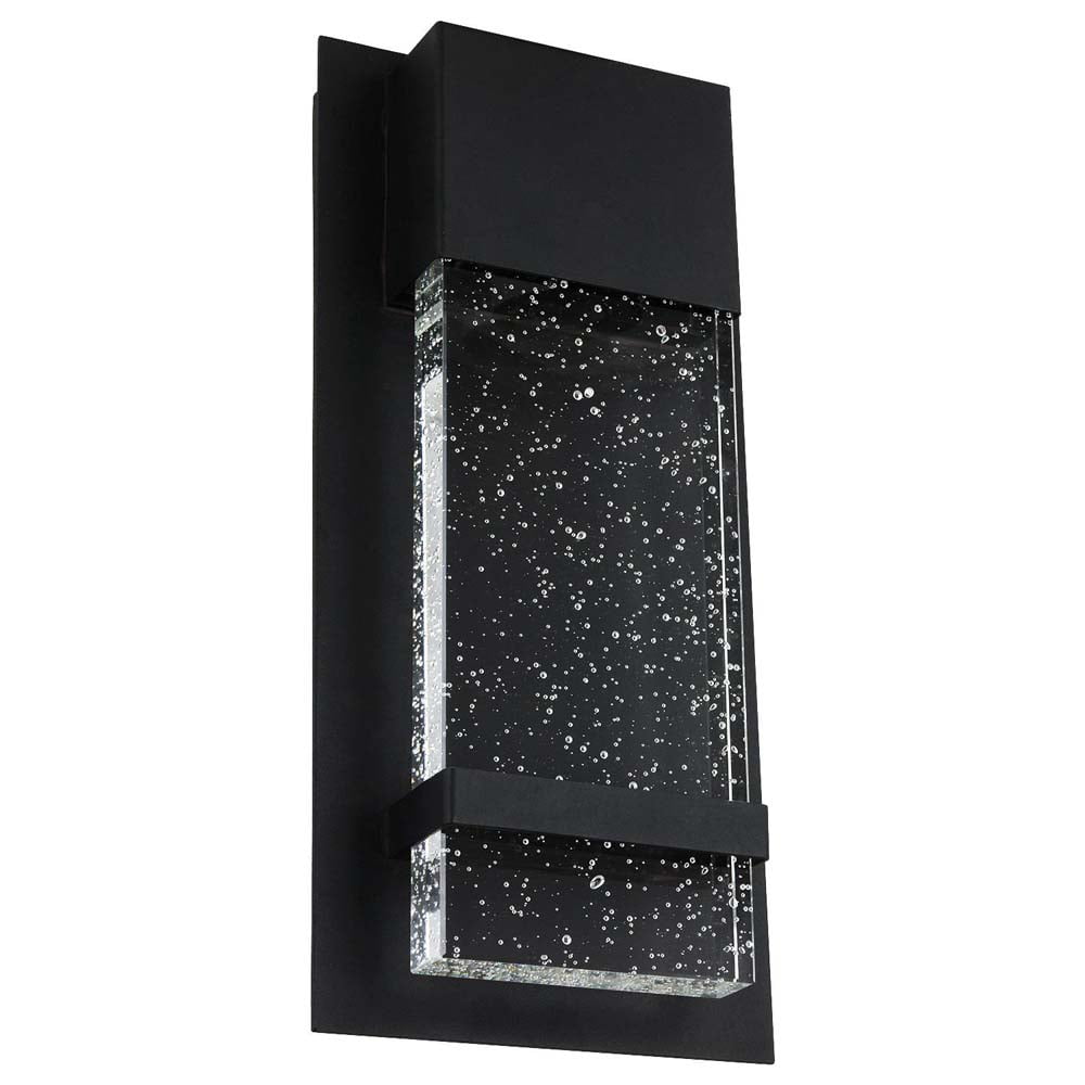 Contemporary Matte Black LED Wall Sconce with Raindrop Glass Panel