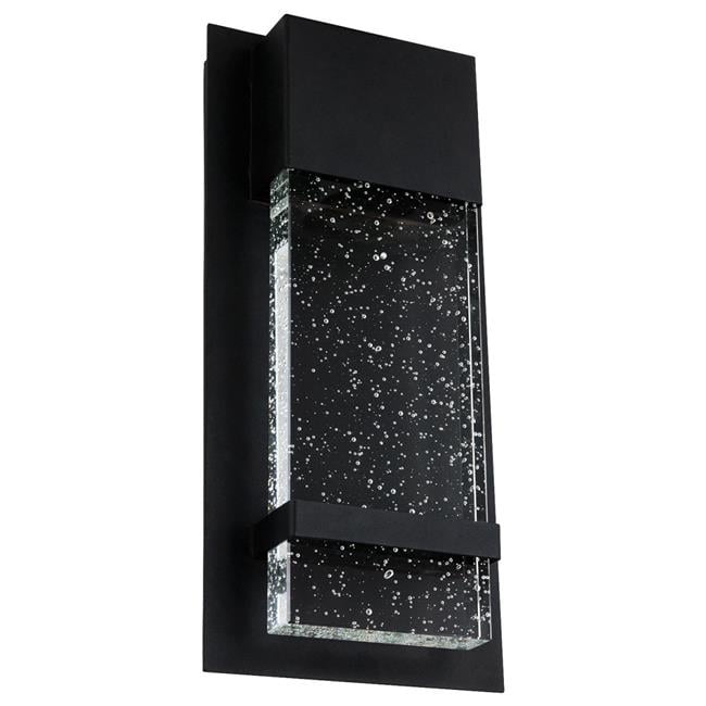 Contemporary Matte Black LED Wall Sconce with Raindrop Glass Panel