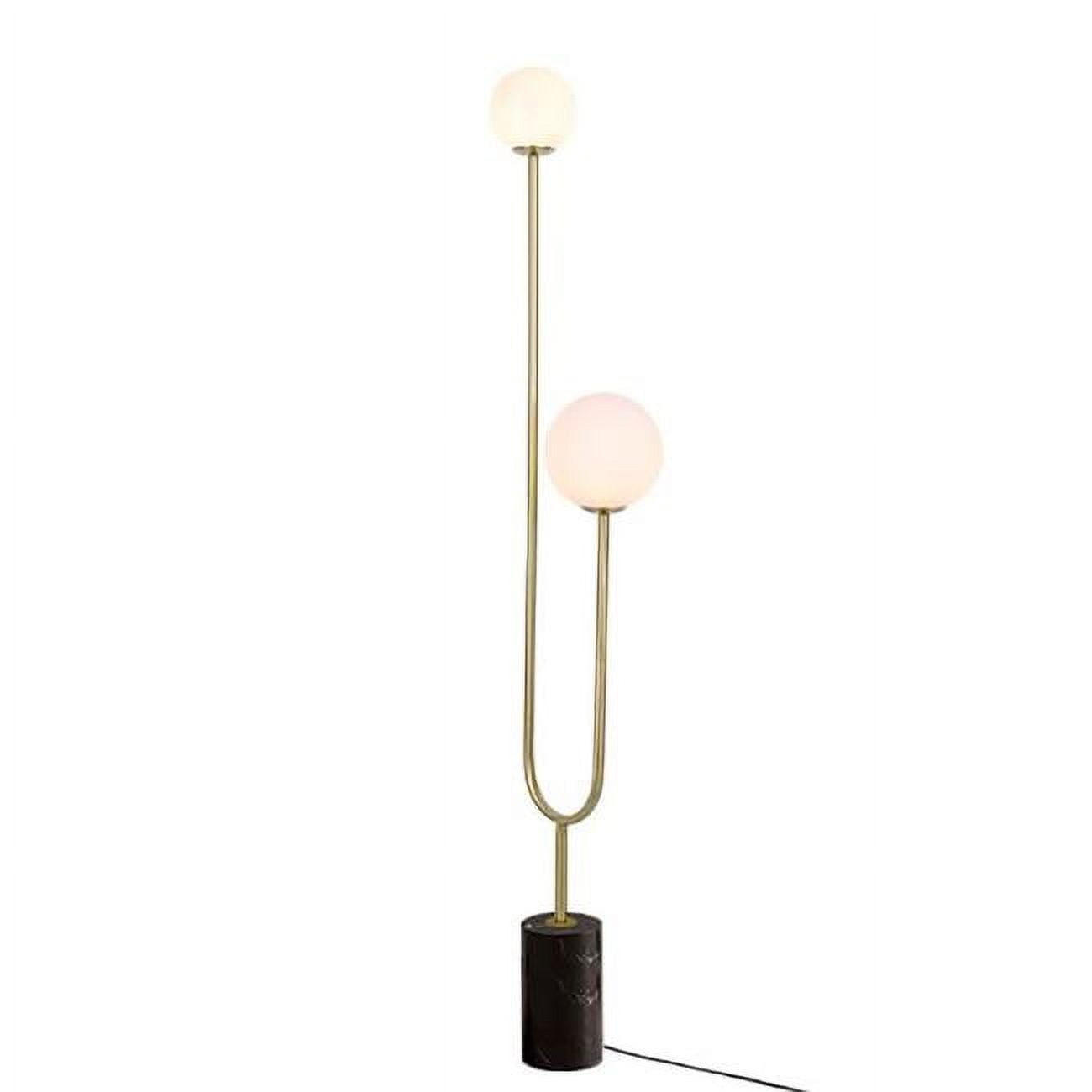 Modern U-Shaped Black Marble Base Floor Lamp with Frosted Glass