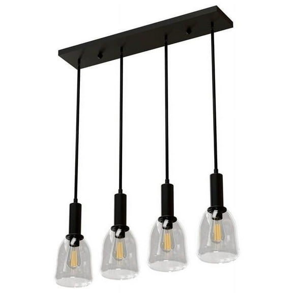 Sunshine Lighting B3167066 Ambiate Talia Quad Cluster Pendant Light Fixture E26 Base - 40W - Black