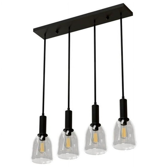 Sunshine Lighting B3167066 Ambiate Talia Quad Cluster Pendant Light Fixture E26 Base - 40W - Black