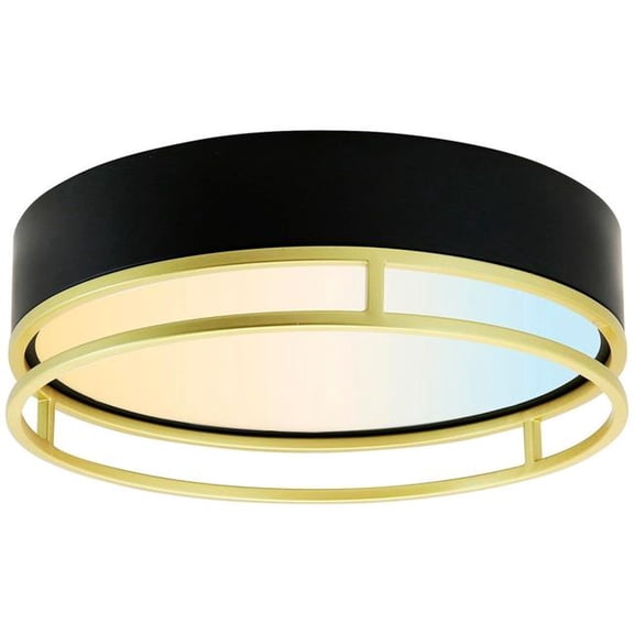 Sunshine Lighting B3166724 Sunlite LED Double Round Decorative Light Fixture - 20W - 30-40-50K - 120V - 13 in. - Black & Gold