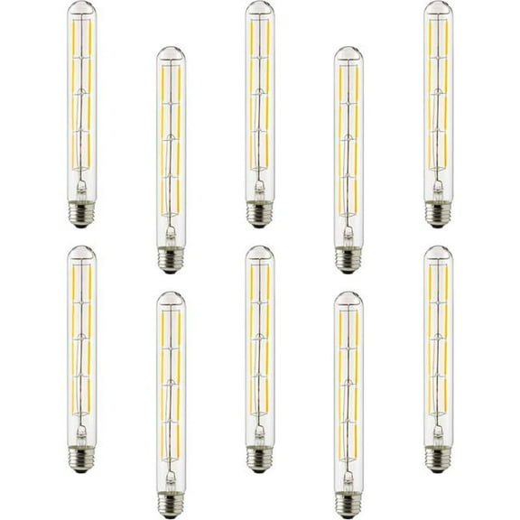 Sunshine Lighting B3167093 Sunlite LED T10 Tubular Filament Light Bulb - E26 Base - 6W - 570 Lumens - 2200K - Amber - Pack of 10