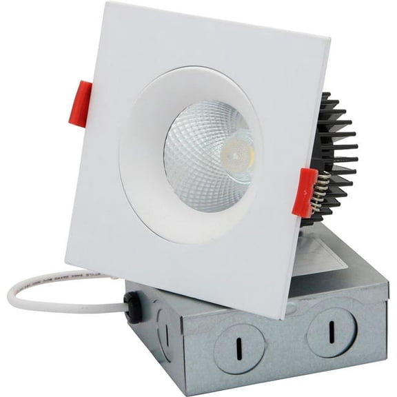 Sunshine Lighting B3167185 Sunlite LED Square Single Head Regressed Downlight Fixture - 12W - 825 Lumens - 2700 to 5000K - White - Pack of 3