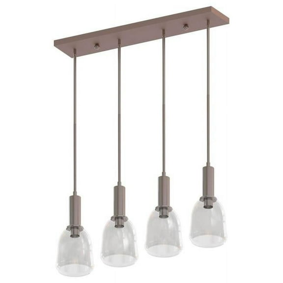 Sunshine Lighting B3167065 Brushed Nickel Ambiate Elia Linear Pendant Light Fixture E26 Base - 40W - Gray