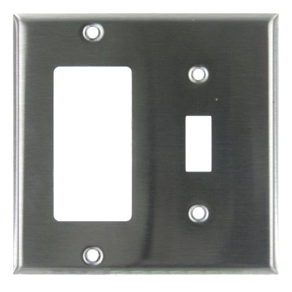 Sunshine Lighting B3167364 Sunlite Combo Wall Plate - 2-Gang - Silver - Pack of 12