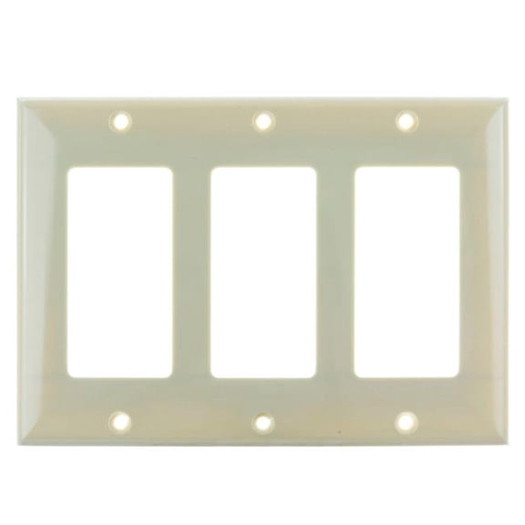 Sunshine Lighting B3167319 Sunlite Decorative Switch & Receptacle Plate - 3-Gang - Ivory - Pack of 12