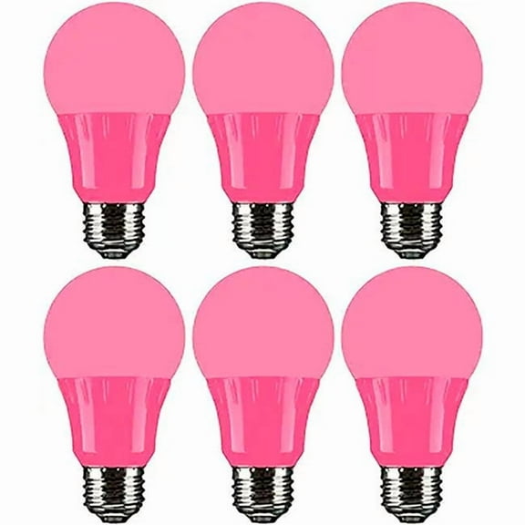 Sunshine Lighting B3166985 Sunlite LED A19 Colored Light Bulb - E26 Base - 3W - 140 Lumens - Pink - Pack of 6