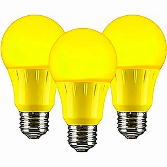 Sunshine Lighting B3166846 Sunlite LED A19 Colored Light Bulb - E26 Base - 3W - 1800 Lumens - Yellow - Pack of 3
