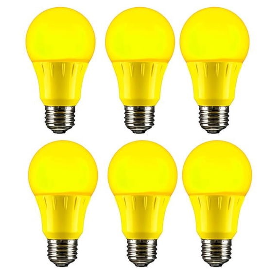 Sunshine Lighting B3166951 Sunlite LED A19 Colored Light Bulb - E26 Base - 3W - Yellow - Pack of 6