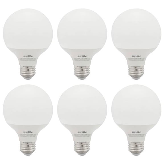 Sunshine Lighting  Sunlite LED G25 Globe Light Bulb - E26 Base - 6W - 520 Lumens - 2700K - Soft White - Pack of 6