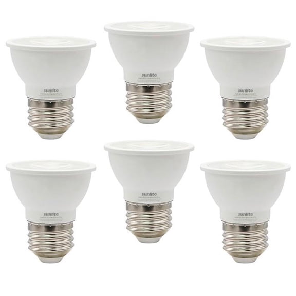 Sunshine Lighting B3166891 Sunlite LED PAR16 Recessed Floodlight Bulb - E26 Base - 6W - 500 Lumens - 27K - Soft White - Pack of 6