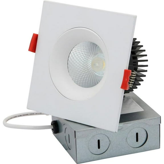 Sunshine Lighting B3167106 Sunlite LED Square Single Head Gimbal Regressed Downlight Fixture - 12W - 825 Lumens - 2700 - 3000 - 3500 - 4000 - 5000K - White