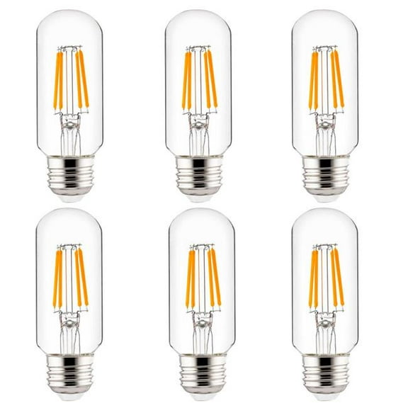 Sunshine Lighting Sunlite LED T12 Filament Light Bulb - E26 Base - 3W - 350 Lumens - 2700K - Warm White - Pack of 6