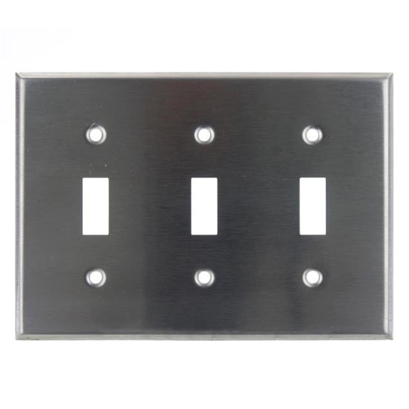 Sunshine Lighting B3167153 Sunlite Toggle Switch Plate - 3-Gang - Silver - Pack of 12