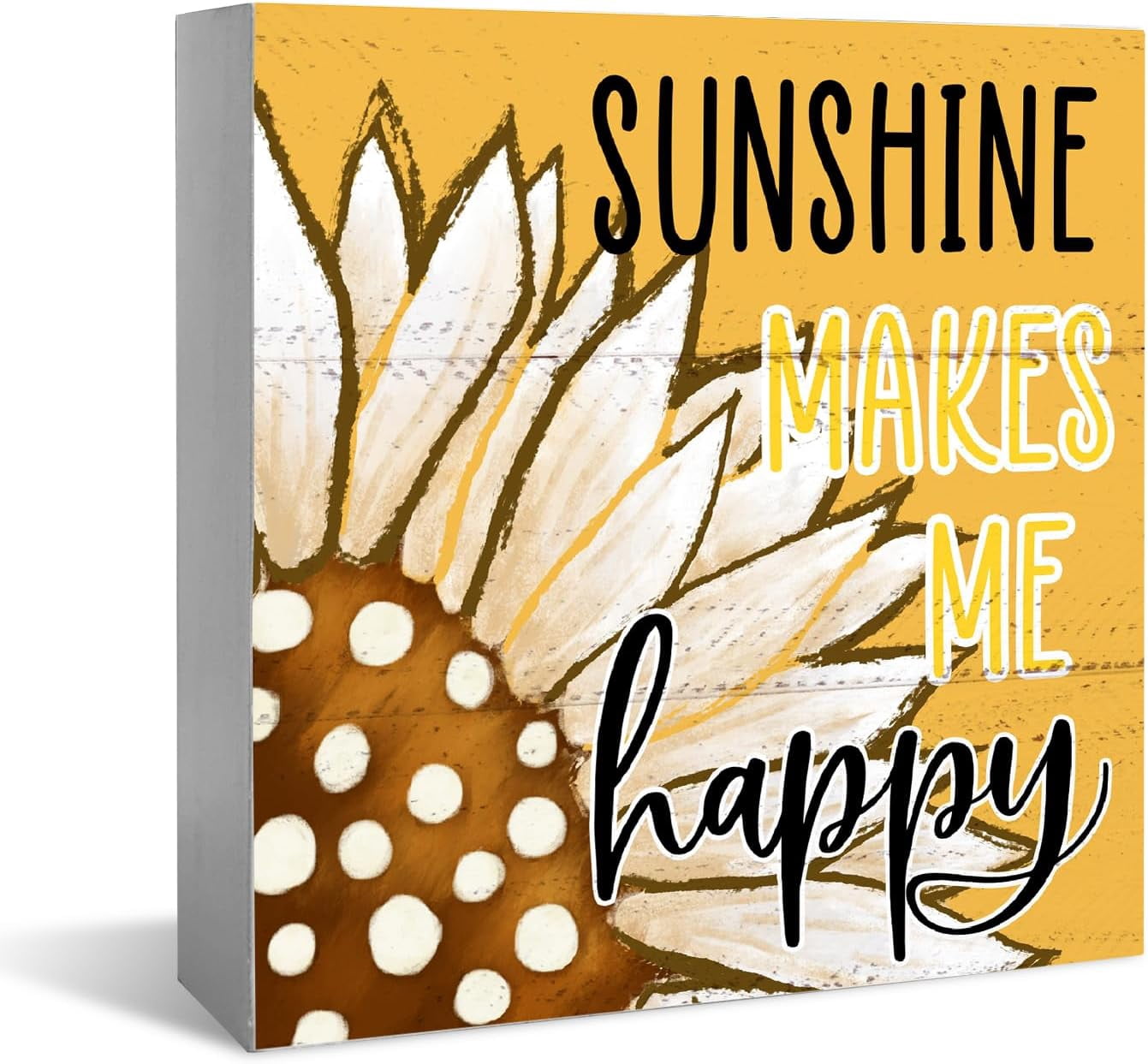 Sunshine Makes Me Happy Ceramic Car Coasters - Pack Of 2, 2.75" Diameter, Fits Cup Holders