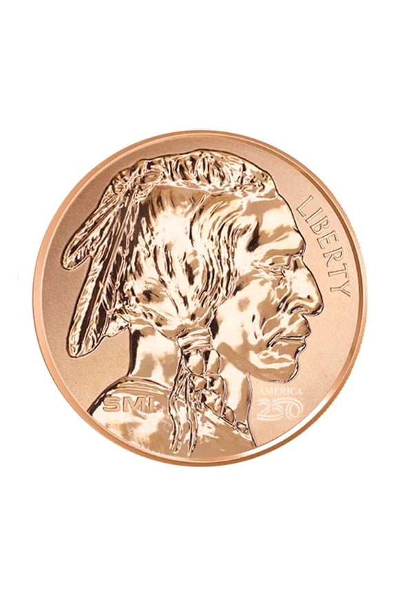 Sunshine Mint 1 AVDP oz 250th Anniversary 1776 Reverse Proof Buffalo Copper Round