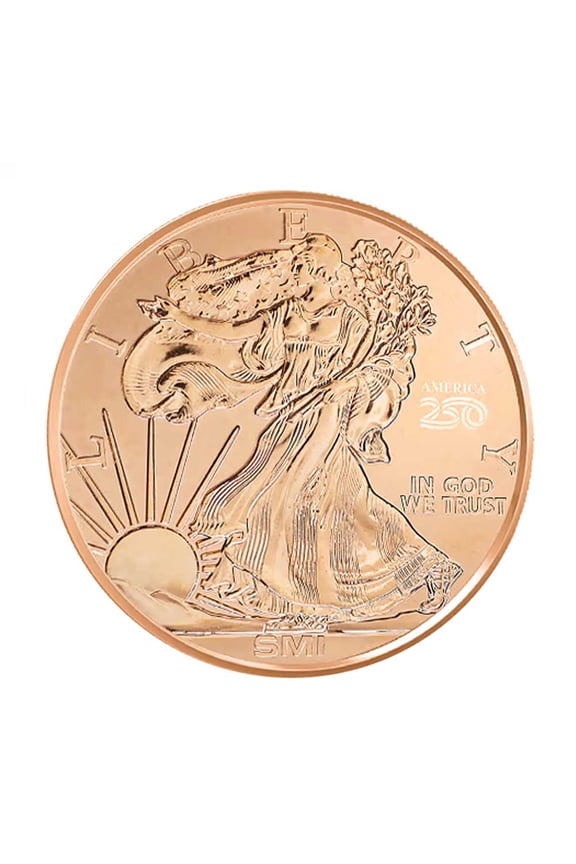 Sunshine Mint 1 AVDP oz 250th Anniversary 1776 Reverse Proof Walking Liberty Copper Round