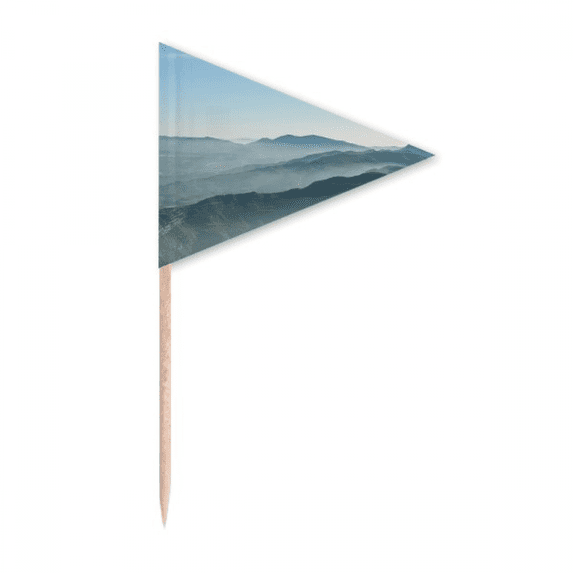 Sunshine Mountains Sky Fog Nature Toothpick Triangle Cupcake Toppers Flag