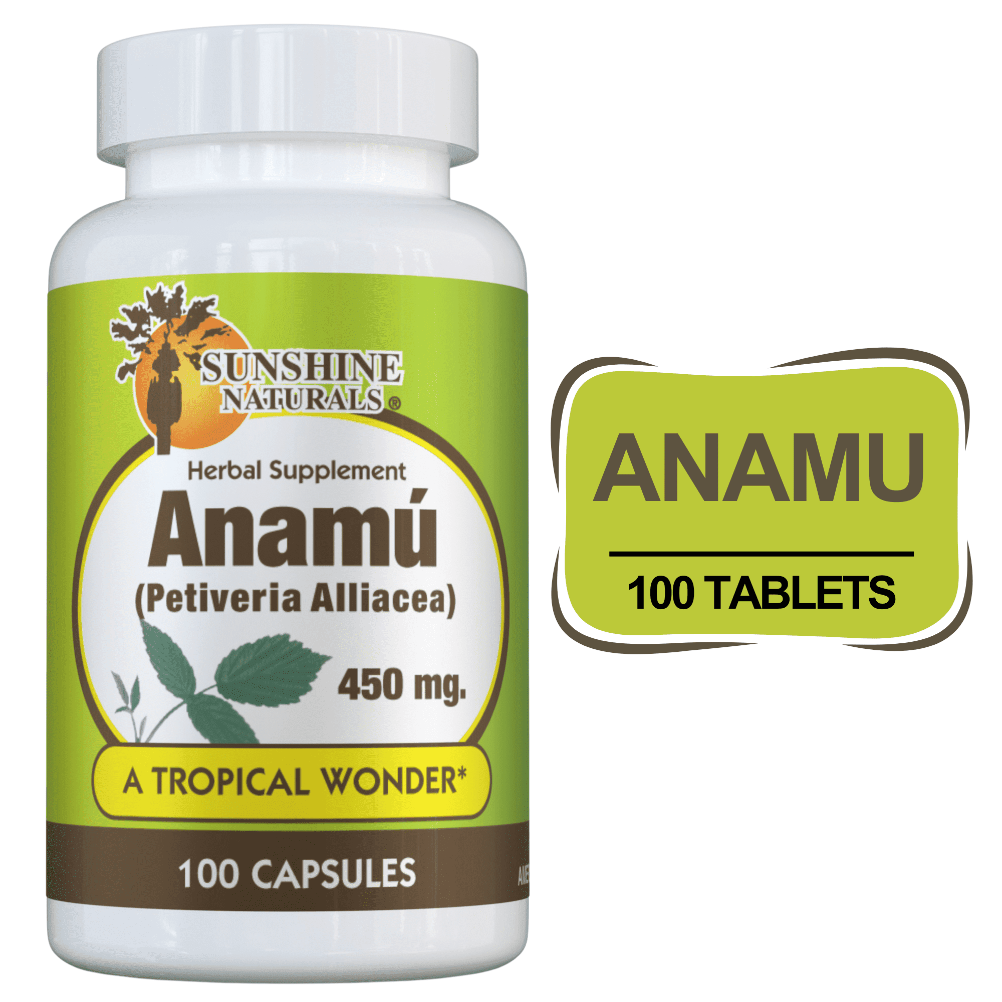 Sunshine Naturals Anamu Herb Immune Tonic Stimulant 450 mg Capsules, 100 ct