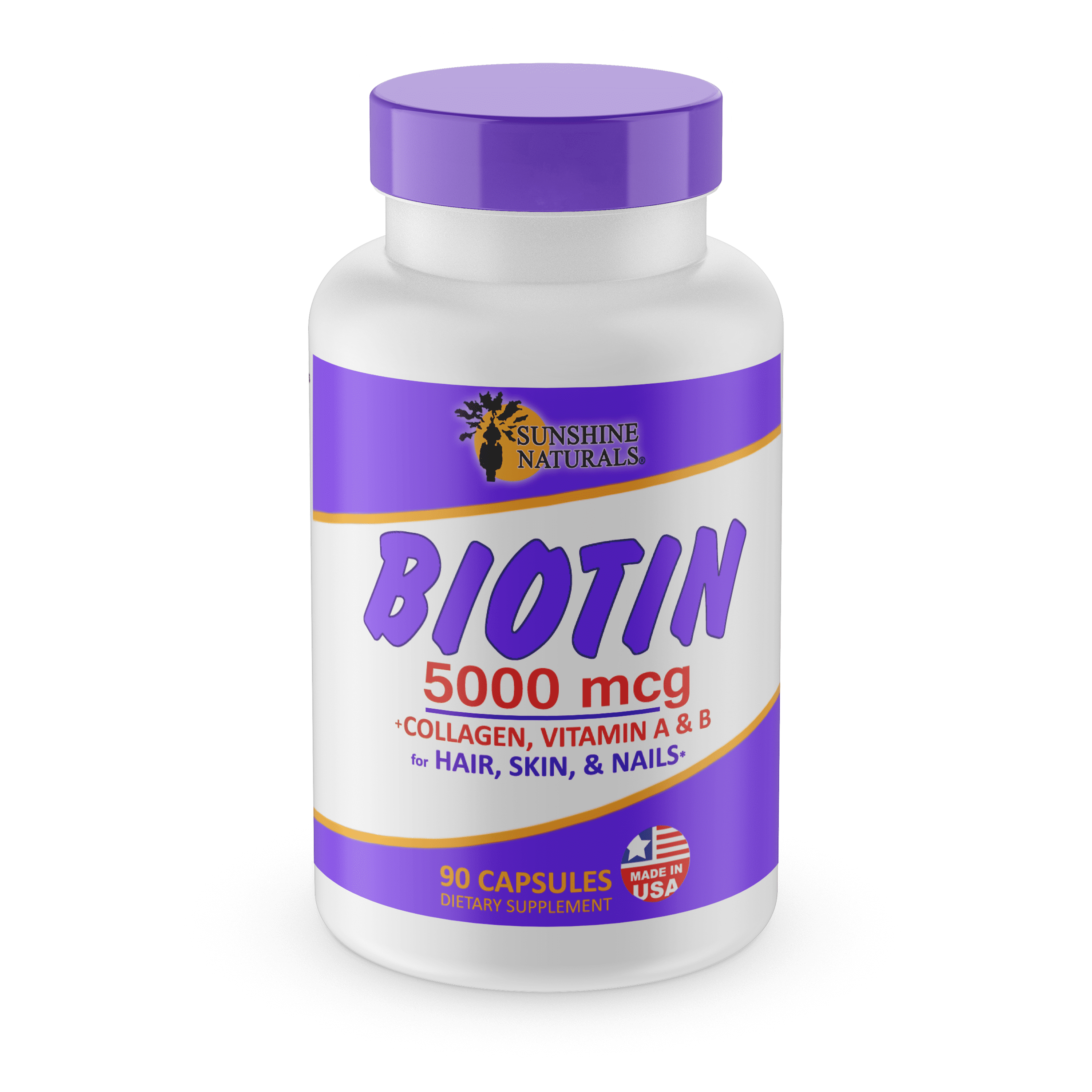 Sunshine Naturals Biotin 5000 Mcg Plus Collagen Supplement for Hair