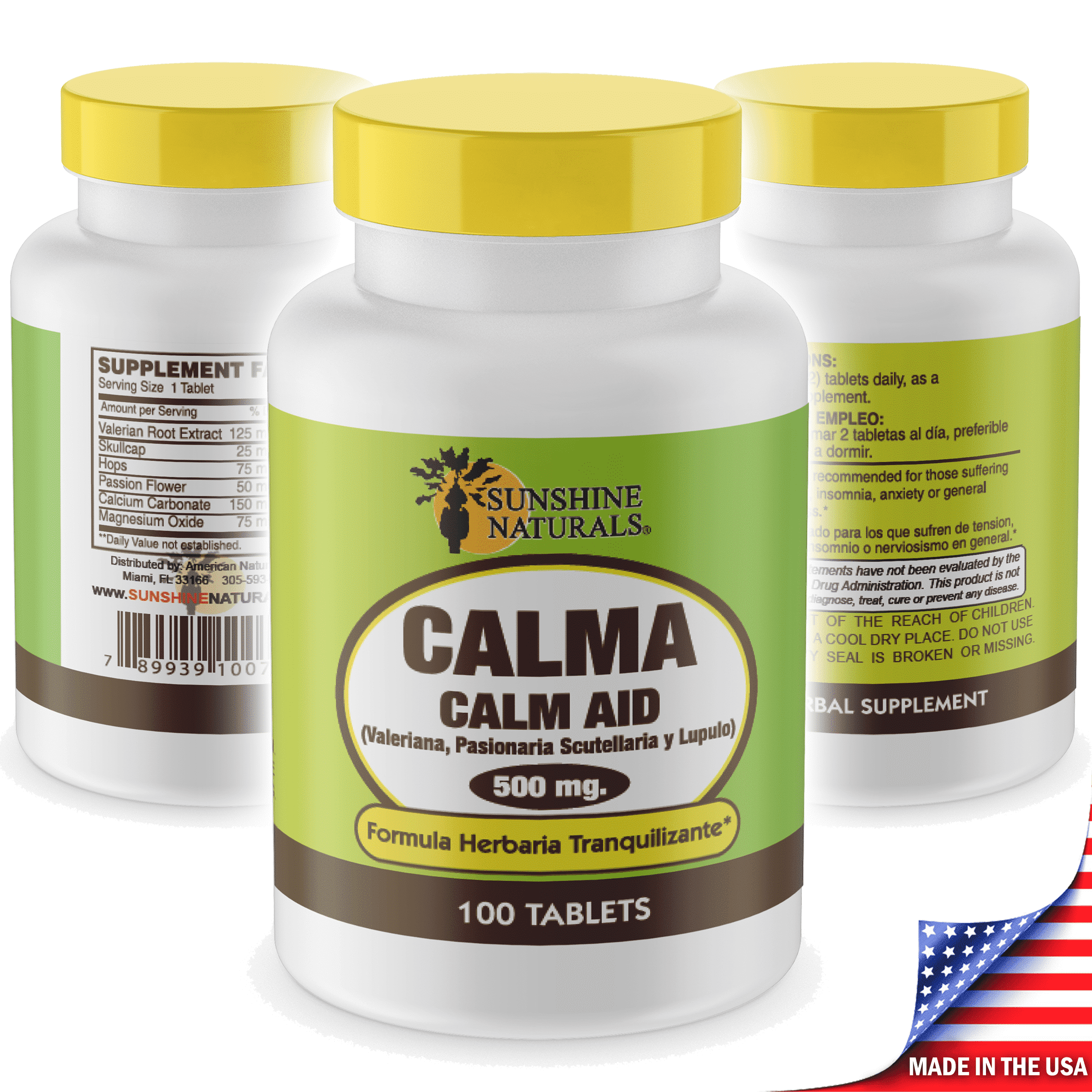 Sunshine Naturals Calm Aid Valerian Root 100 Tablets