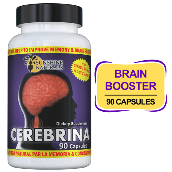 Sunshine Naturals Cerebrina Dietary Supplement with Magnesium Stearate & Gelatin for Cognitive Support, Circulatory Health - 90 Count, 3 Pack