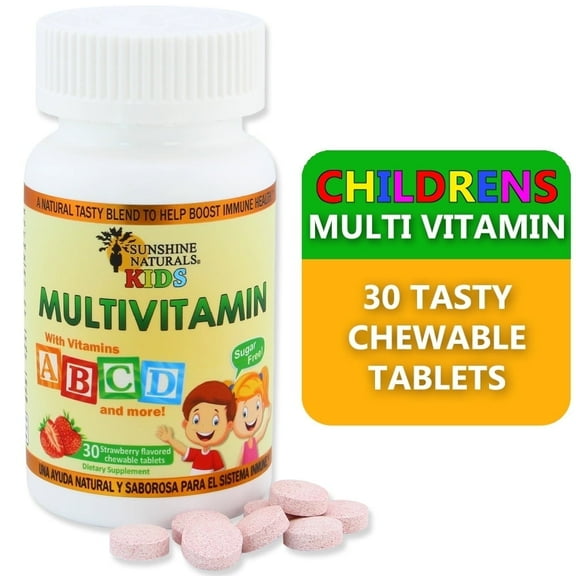 Sunshine Naturals Children's Multivitamin Strawberry Chewable Tablets, 30 Count