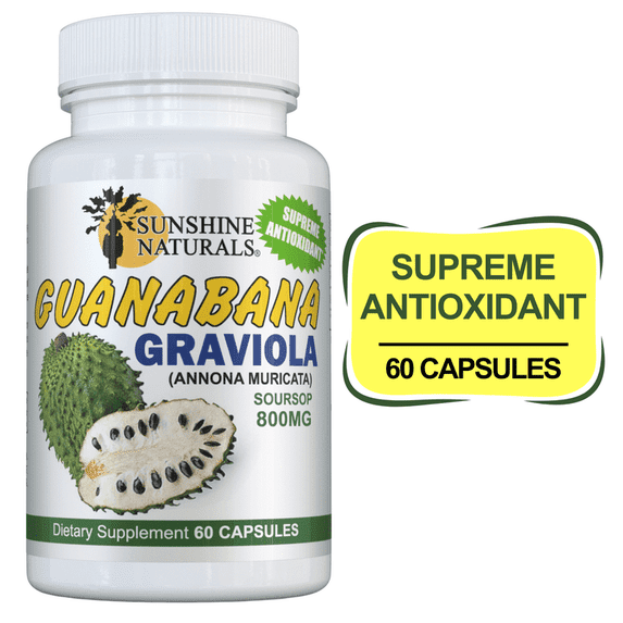 Sunshine Naturals Guanabana Graviola Dietary Supplement 60 Capsules, Weight Management Supplements, 3 Pack