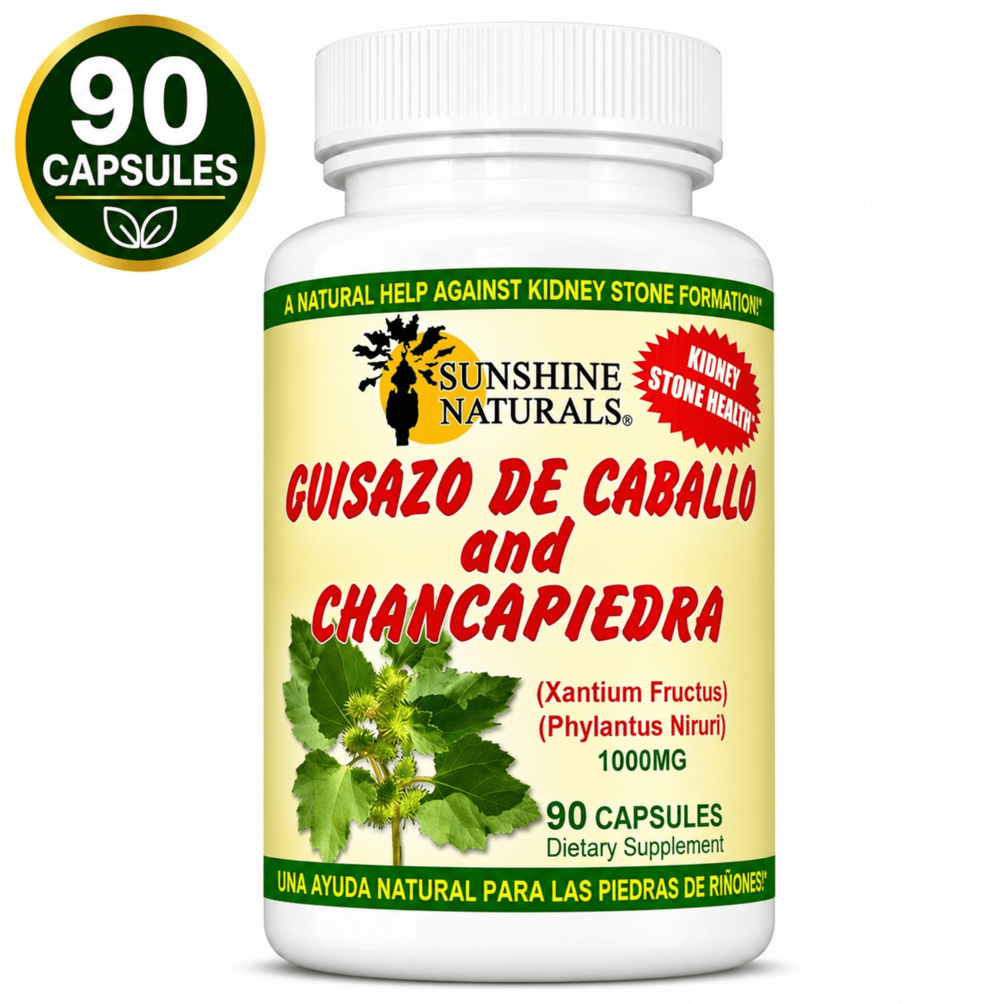 Sunshine Naturals Guisazo de Caballo and Chancapiedra, Kidney Stone Breaker, Dietary Supplements, 90 Capsules