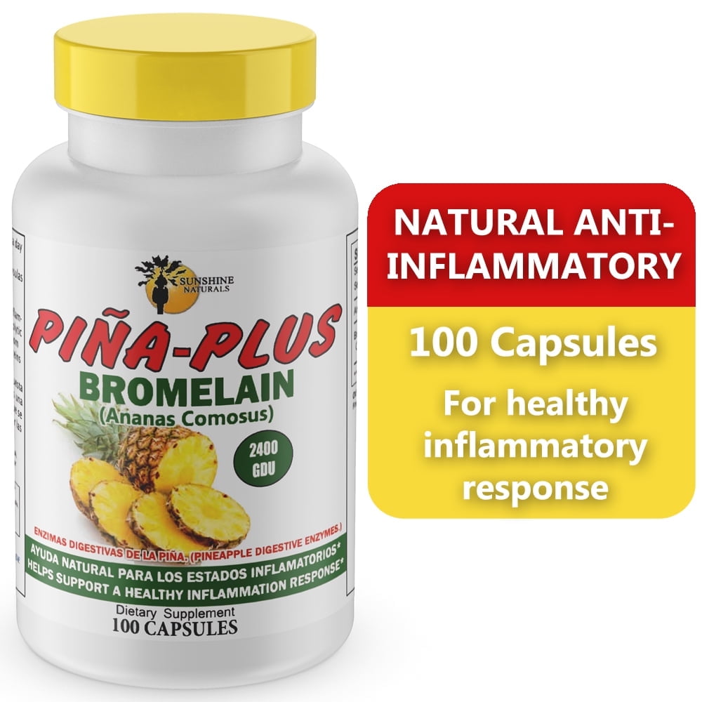Sunshine Naturals Hispanic Vitamins for Healthy Inflammation, Bromelain 1000mg, 100 Capsules