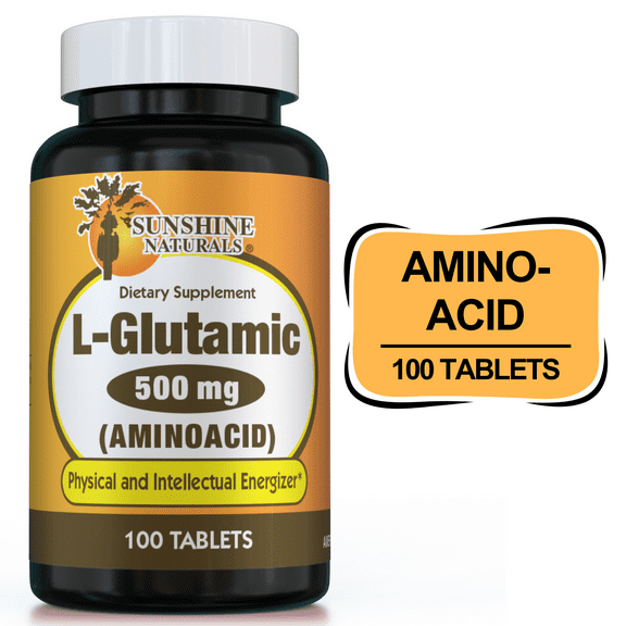 Sunshine Naturals L-Glutamic 500mg Amino Acid, 100 Tablets