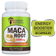 Sunshine Naturals Maca Root Herbal Supplement, 60 Capsules, Natural Energy & Stamina Support, Vegetarian Capsules for Men & Women