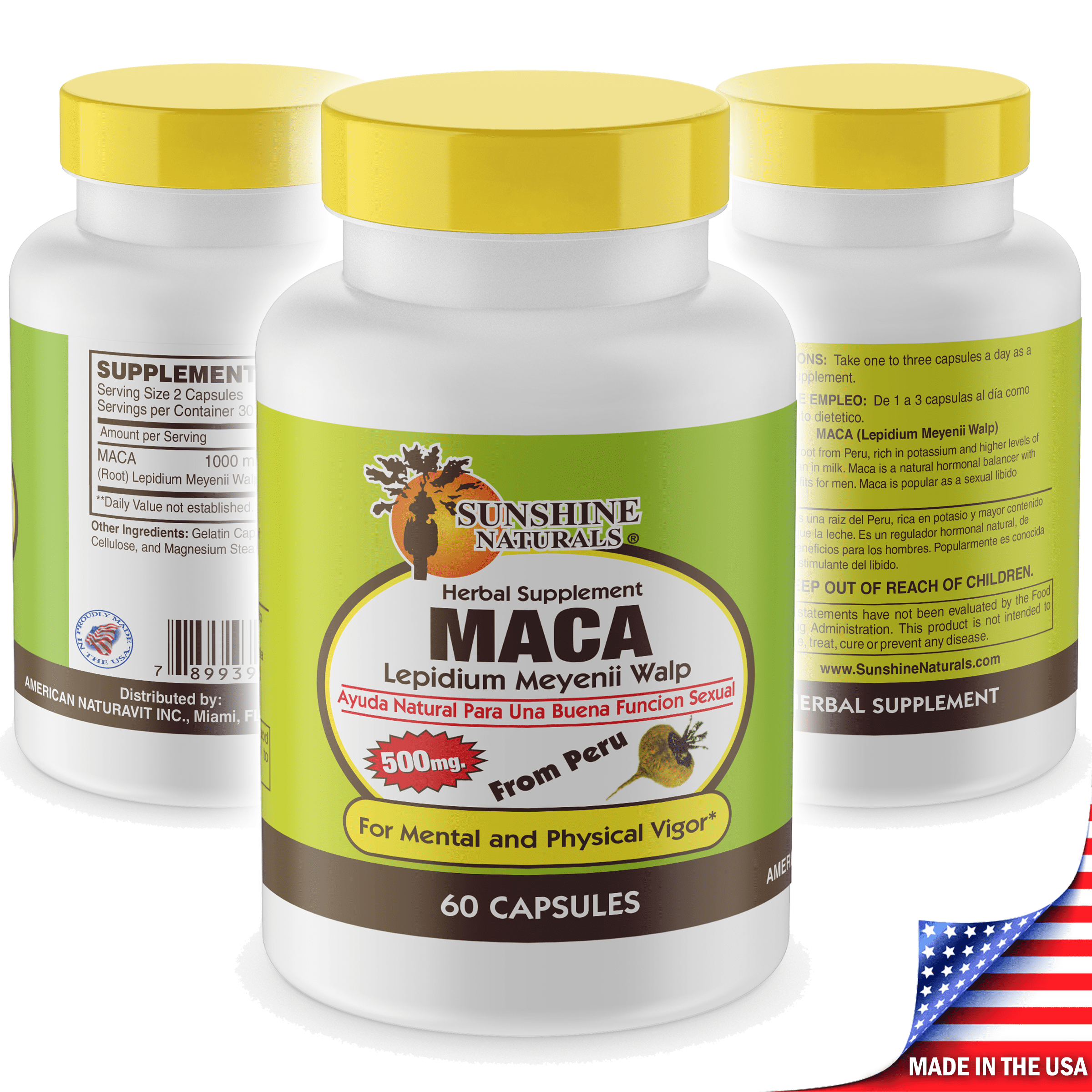 Sunshine Naturals, Maca Root, Herbal Supplement, 60 Capsules