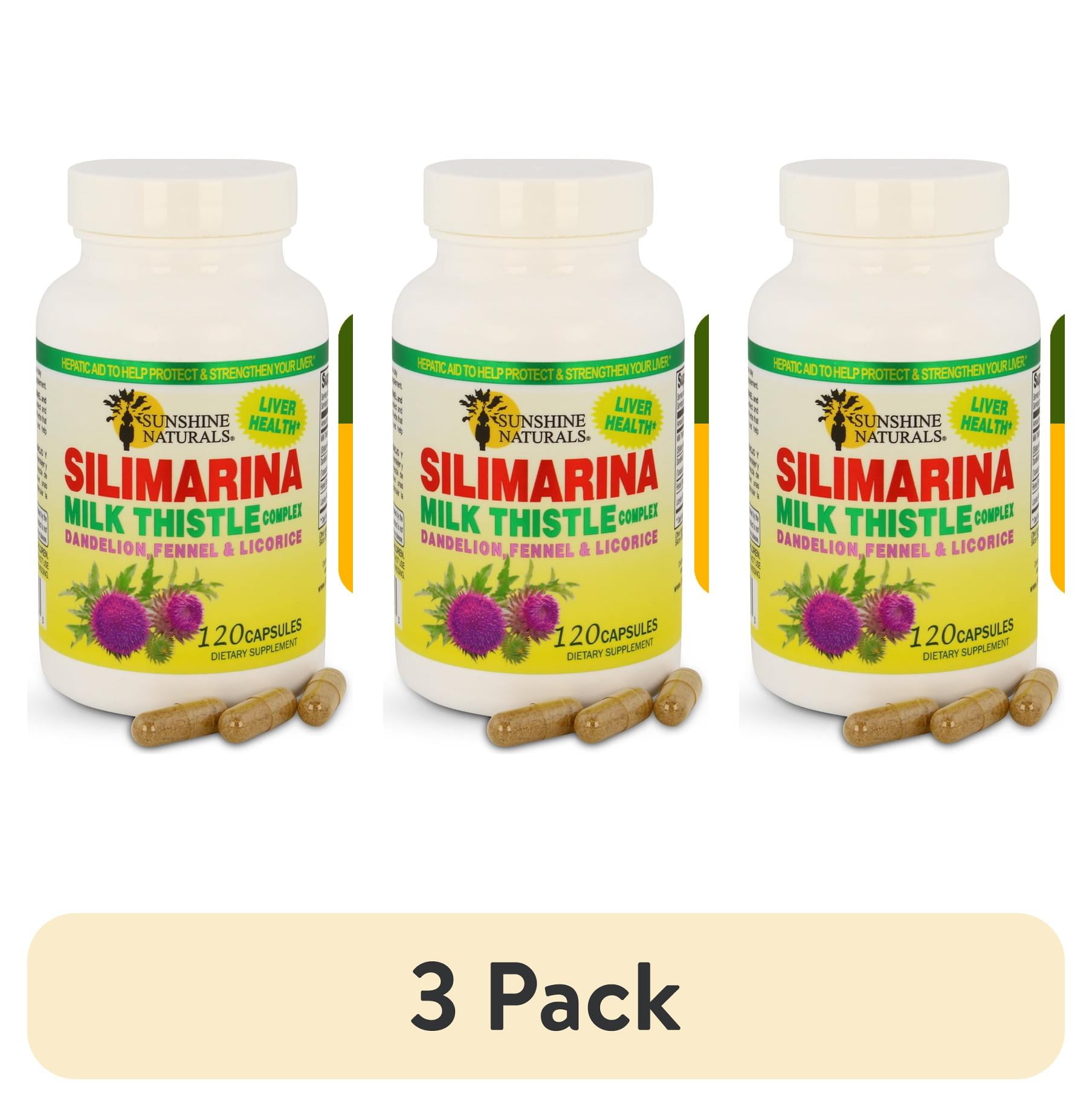 (3 pack) Sunshine Naturals Milk Thistle Complex, 120 Capsules I Silimarina, Dandelion, Fennel, Licorice, Liver Health, Dietary Supplements I Natural Remedy for Liver Health