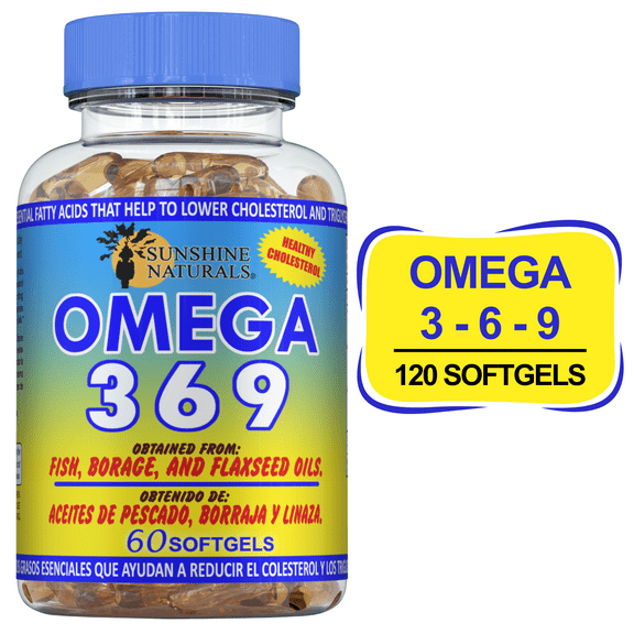 Sunshine Naturals Omega 3-6-9 Softgels for Heart and Brain Health, 60 Count